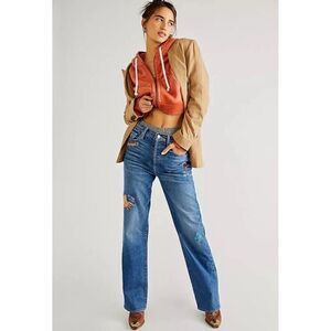 NWT MOTHER THE RAMBLER SNEAK IM RUNNING WITH SCISSORS PATCHES BLUE